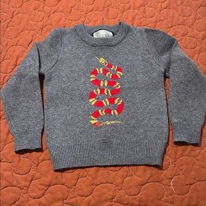 EUC Gucci (Ittierre) Gray Knit Red/Yellow Snake Motif Sweater-100% cotton-Size 4